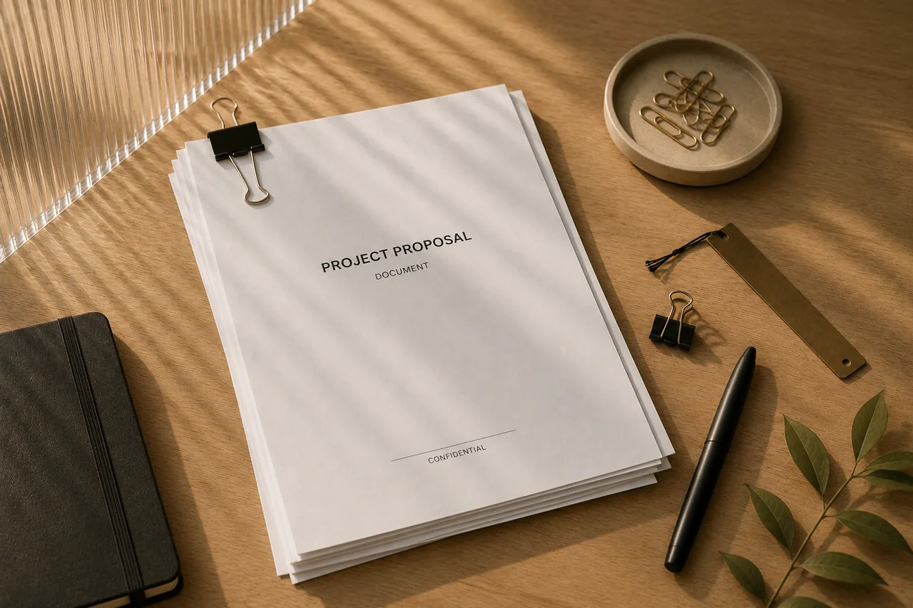 Thryve PDF document cover and stationery on a private desk