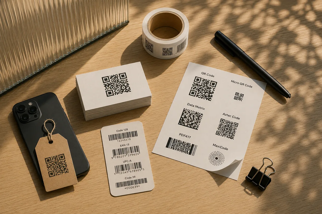 QR code cards and scanner kit on a private desk