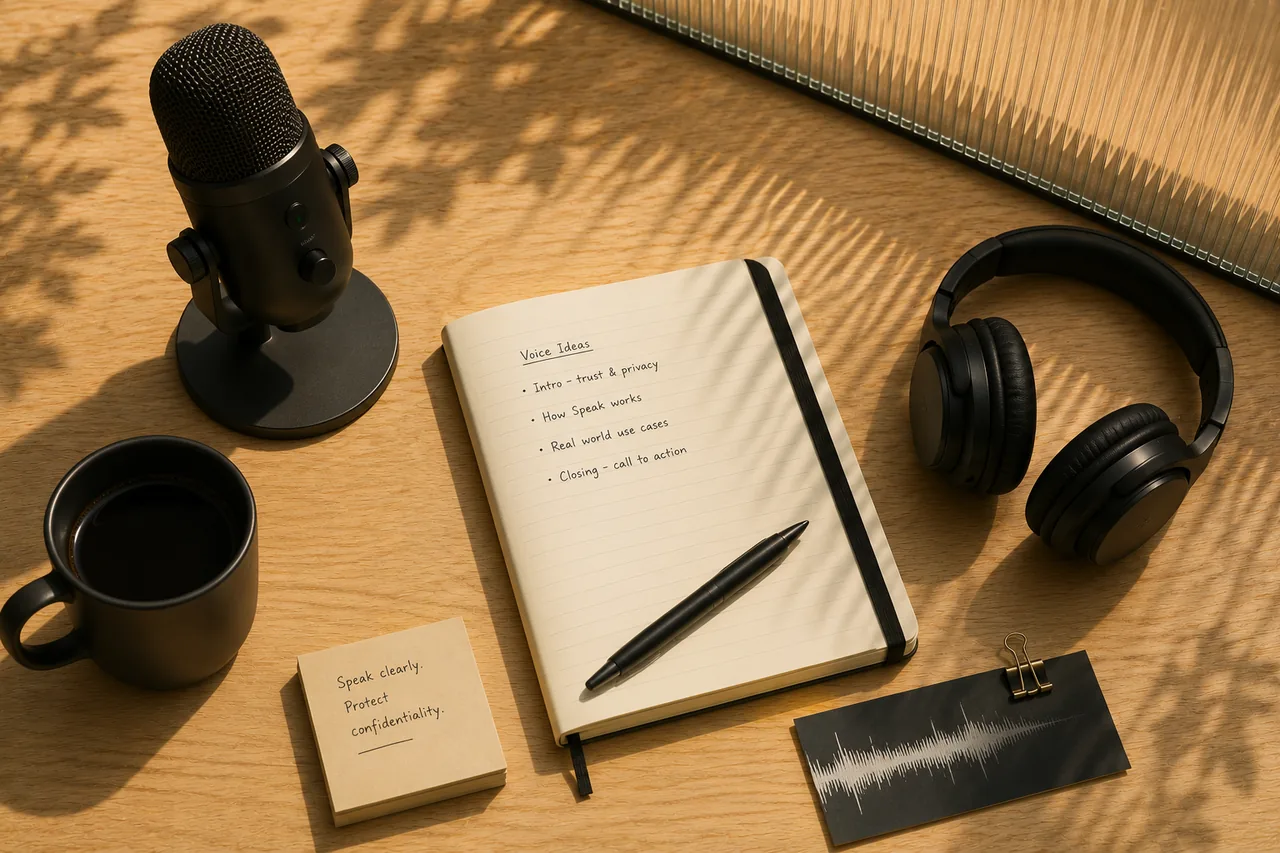 Microphone and notebook for private text-to-speech work