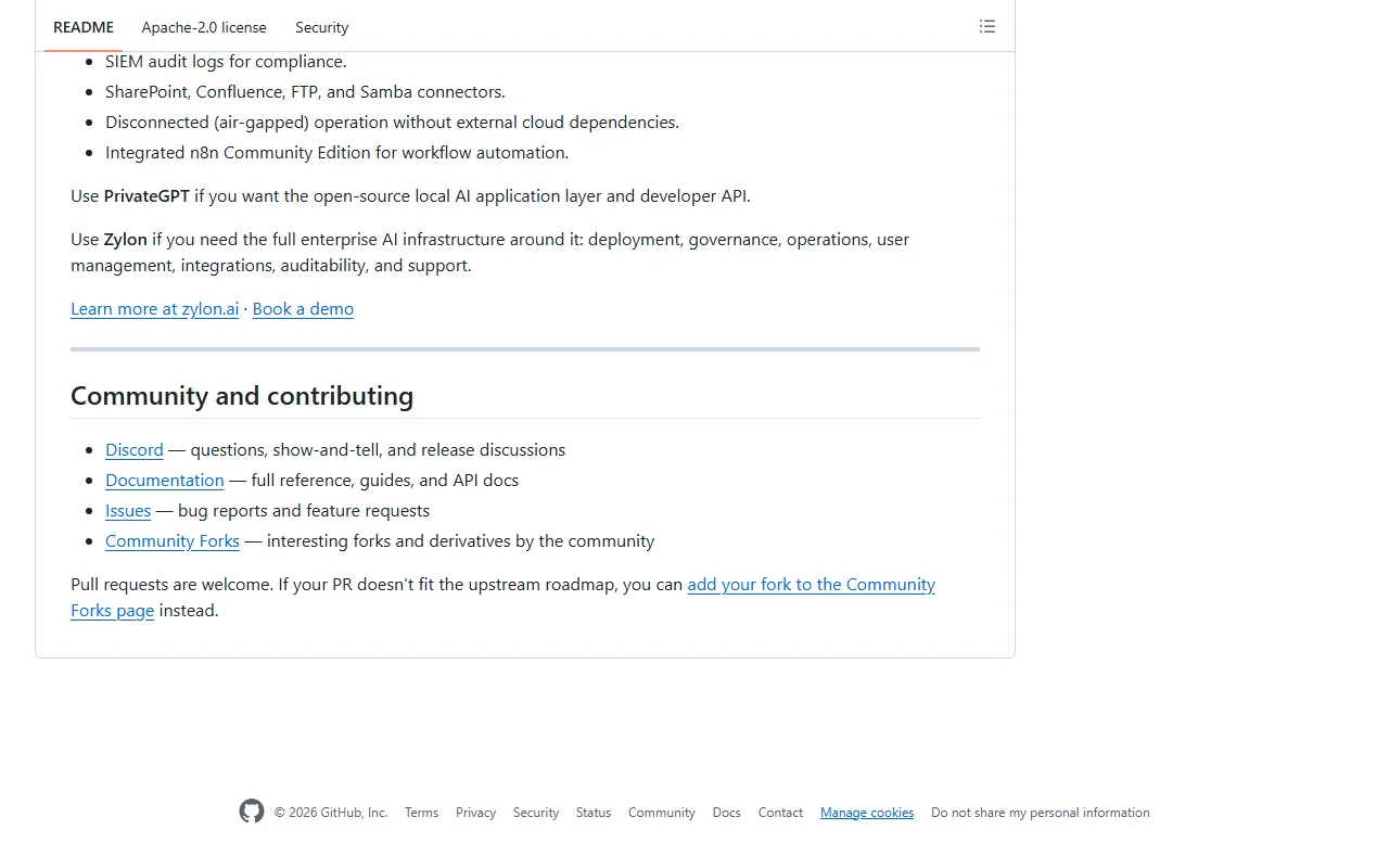 PrivateGPT GitHub project page